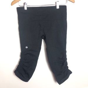 Lululemon Charcoal Gray In The Flow Crops